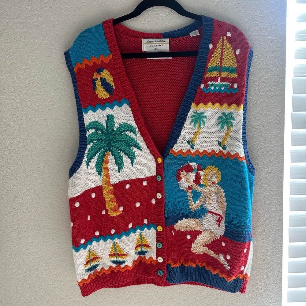 Colorful Beach-Themed Knit Vest